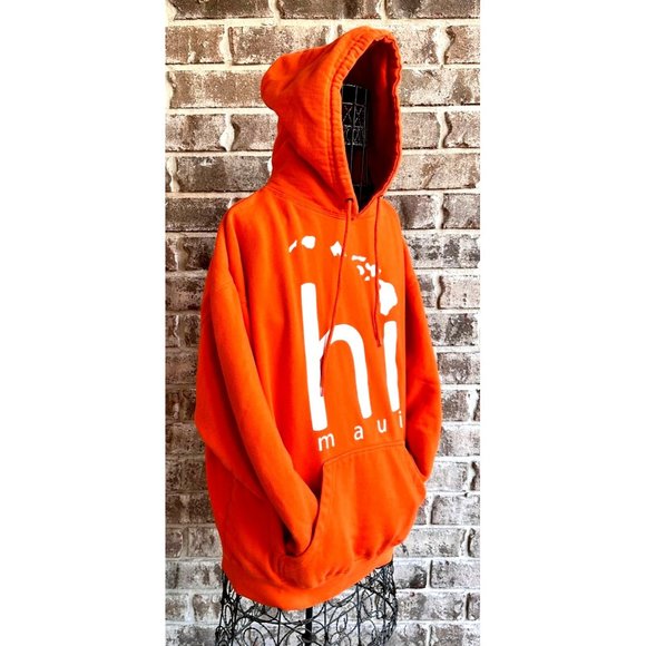 VTG Maui Hoodie Unisex Large Aloha Hawaii Orange Hooded Sweatshirt Hawai… - Picture 3 of 12
